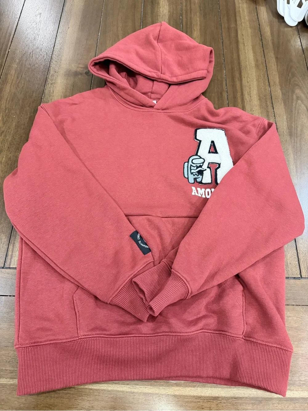 Zara Kids x Among Us Hoodie Size 11-12 Years Red Maroon Embroidered Sweatshirt